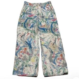 Wrangler Casey Jones Paint Splatter Denim Jean Adjustable Waist Wide Leg 30x29